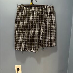 Chic Black and White Tweed Mini Skirt